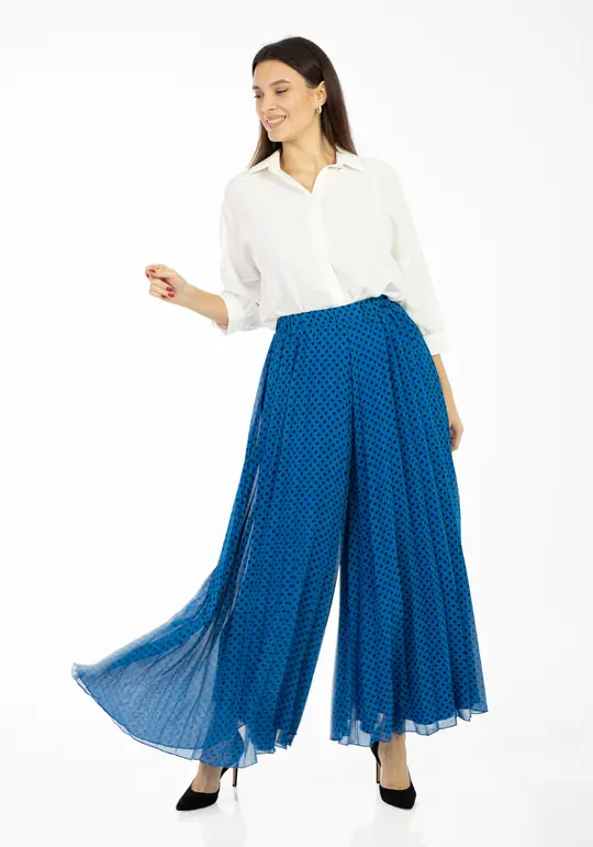 Maxi Boy Puantiyeli Şifon Pantolon - 31277334