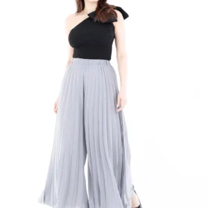 Pleated Chiffon Elastic Wide Palazzo Skirt-Pants - 33277311