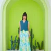 floral chiffon pleated maxi skirt - 452729314