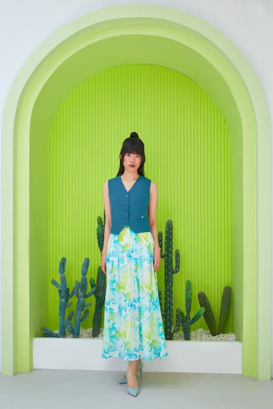 floral chiffon pleated maxi skirt - 452729314