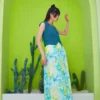 floral chiffon pleated maxi skirt - 452729314